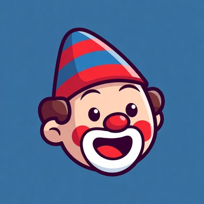 Cartoon Clown Smiling with Red Nose