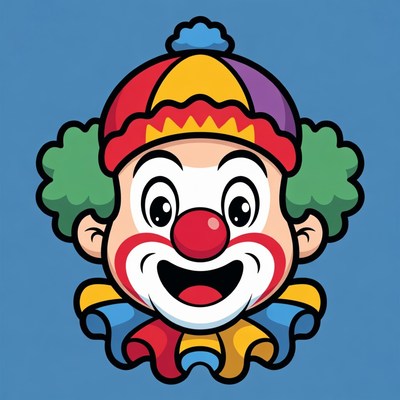 Smiling Cartoon Clown Face