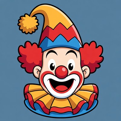 Cartoon Clown Smiling with Hat