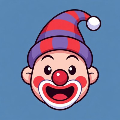 Smiling Cartoon Clown Face