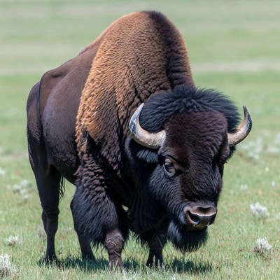 Bison standing in green grass