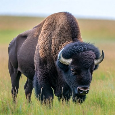Bison standing in grassy field