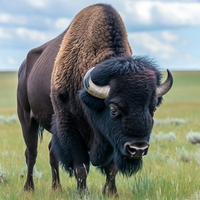 Bison standing in grassy field