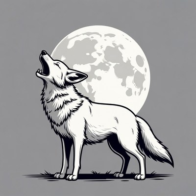 Wolf howling at moon