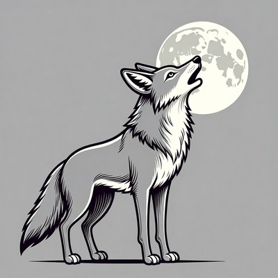Wolf howling at moon