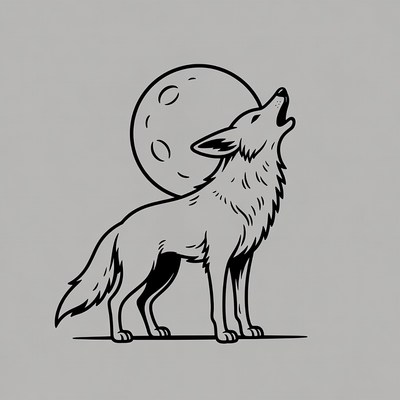 Howling Wolf Under Full Moon