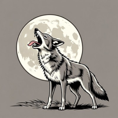 Wolf howling at moon