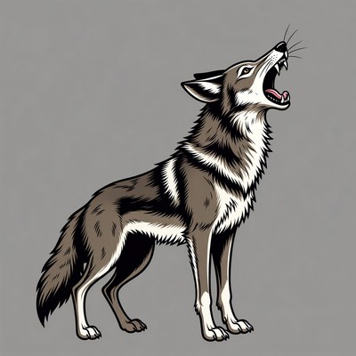 Howling Coyote Illustration