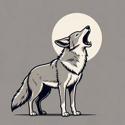 Wolf howling at moon