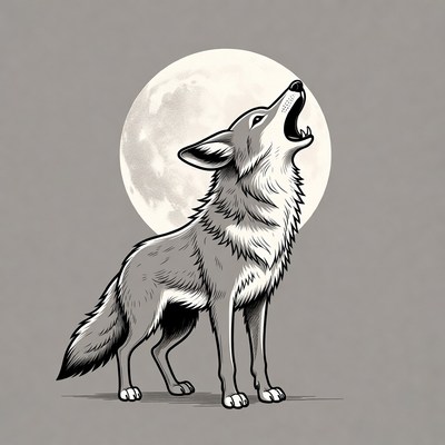 Wolf howling at moon