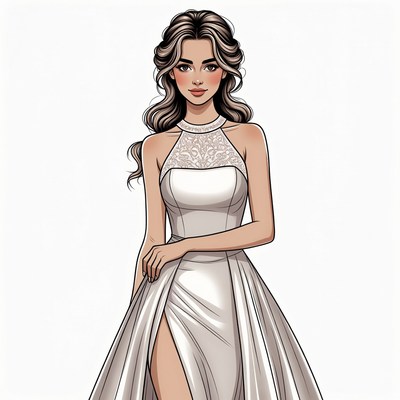 Beautiful woman in white wedding dress