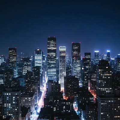 Vibrant Nighttime City Skyline