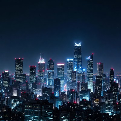 Vibrant Night Skyline Cityscape