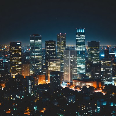 Vibrant Night Skyline Cityscape