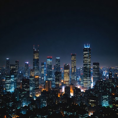 Vibrant Night Skyline Cityscape
