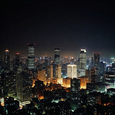 Vibrant Night Skyline Cityscape