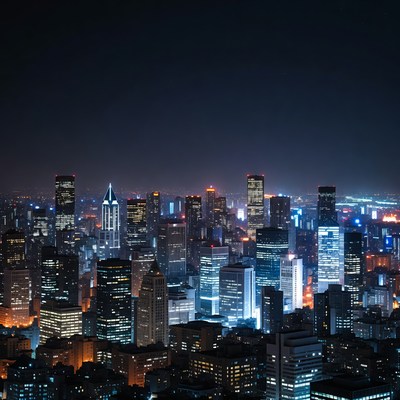 Vibrant Night Skyline Cityscape