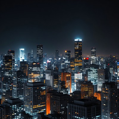 Vibrant Nighttime City Skyline