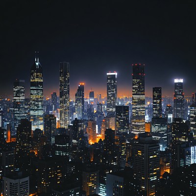 Vibrant Nighttime City Skyline