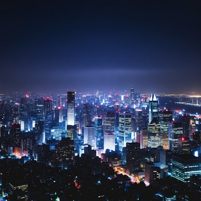 Vibrant Night Skyline Cityscape