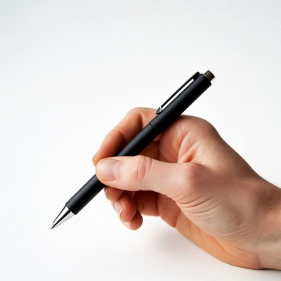 Hand holding black pen