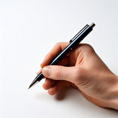 Hand holding black pen