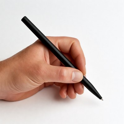 Man's hand writing with black pen