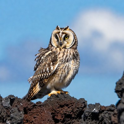 Short-eared Owl on Lava Rock