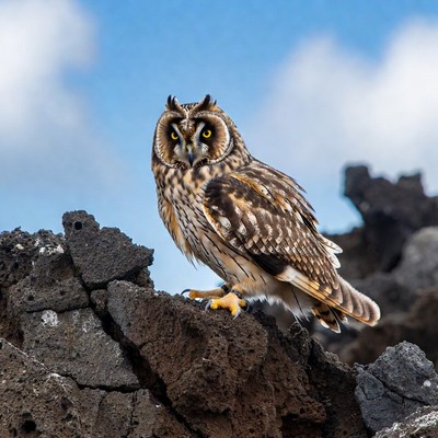 Short-eared Owl on Rocks