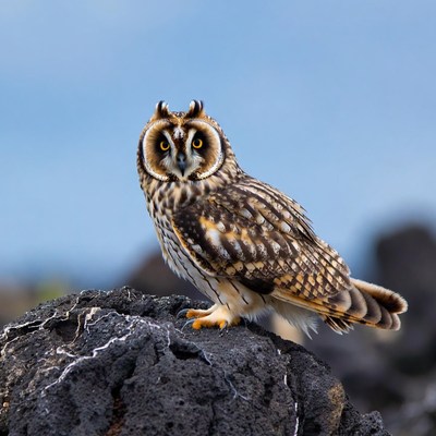 Short-eared Owl on Rock