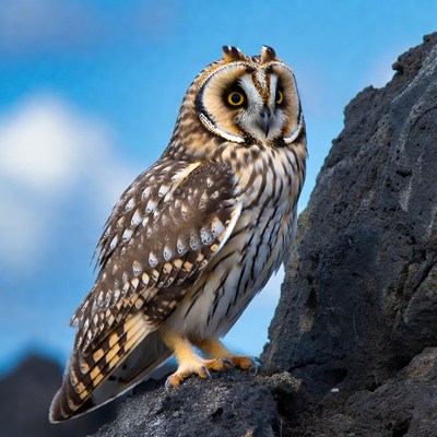 Short-eared Owl on Rock