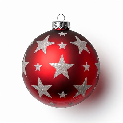 Red Christmas ornament with silver stars