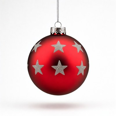 Red Christmas ornament with silver stars