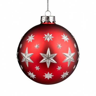 Red Christmas ornament with silver stars