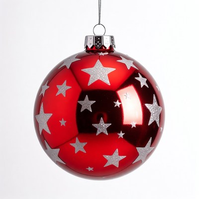 Red Christmas ornament with silver stars