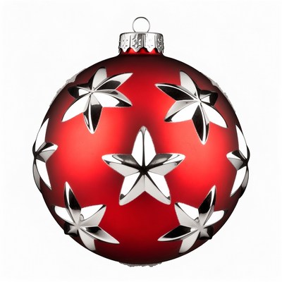 Red Christmas Ornament with Silver Stars