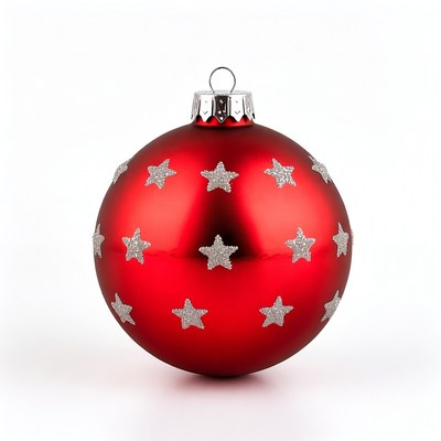 Red Christmas ornament with silver stars