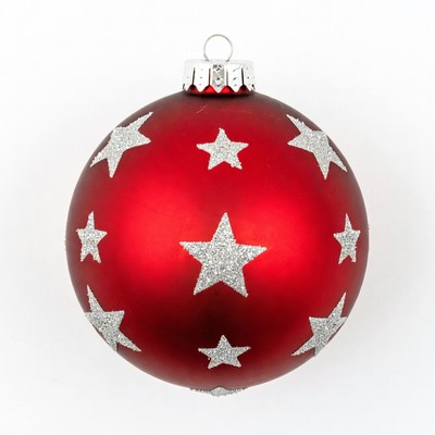 Red Christmas ornament with silver stars