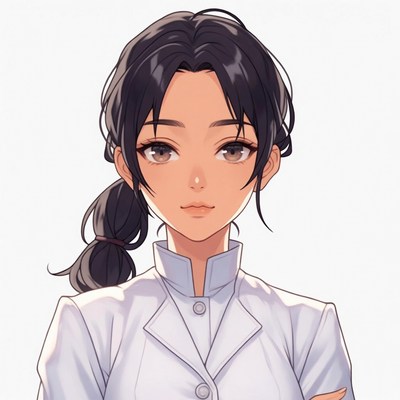 Anime girl in white lab coat