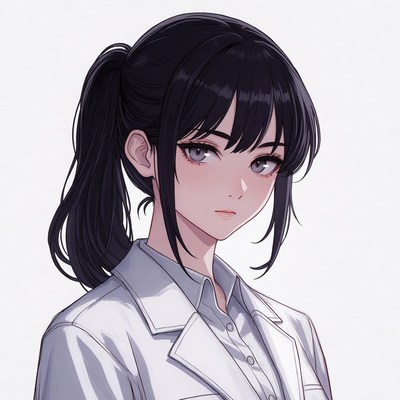 Anime girl with ponytail in white shirt