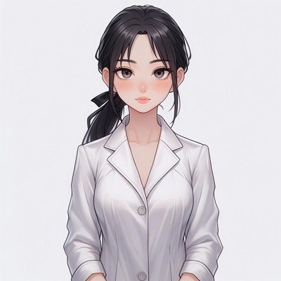 Anime girl in white lab coat