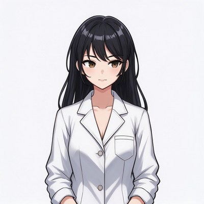 Anime girl in white lab coat