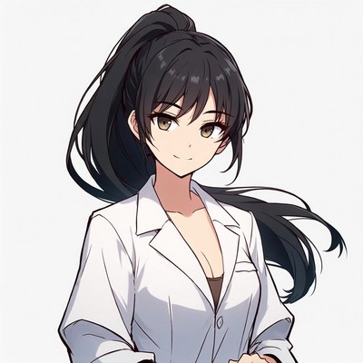 Anime girl in white lab coat