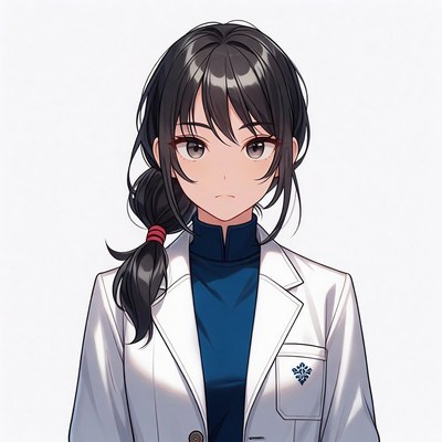 Anime girl in white lab coat