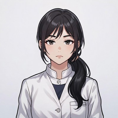 Anime girl in white lab coat