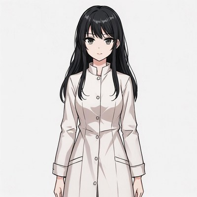 Anime girl in white coat