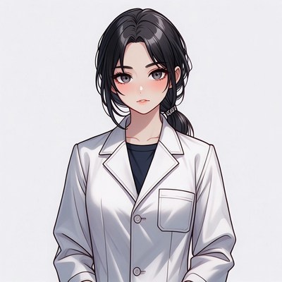 Anime girl in white lab coat