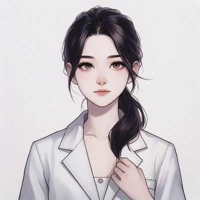 Asian woman in white coat