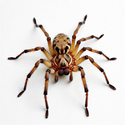 Brown spider on white background