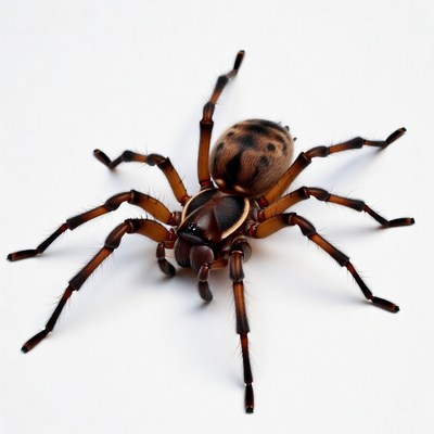 Brown Huntsman Spider on White Background